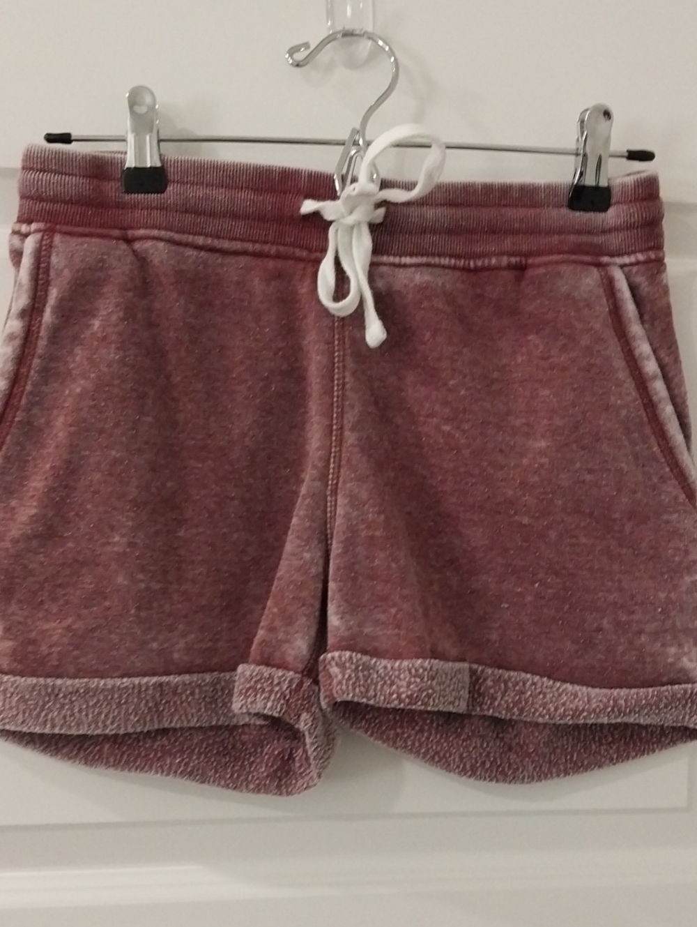 Women’s Heathered Maroon Fleece Drawstring Shorts